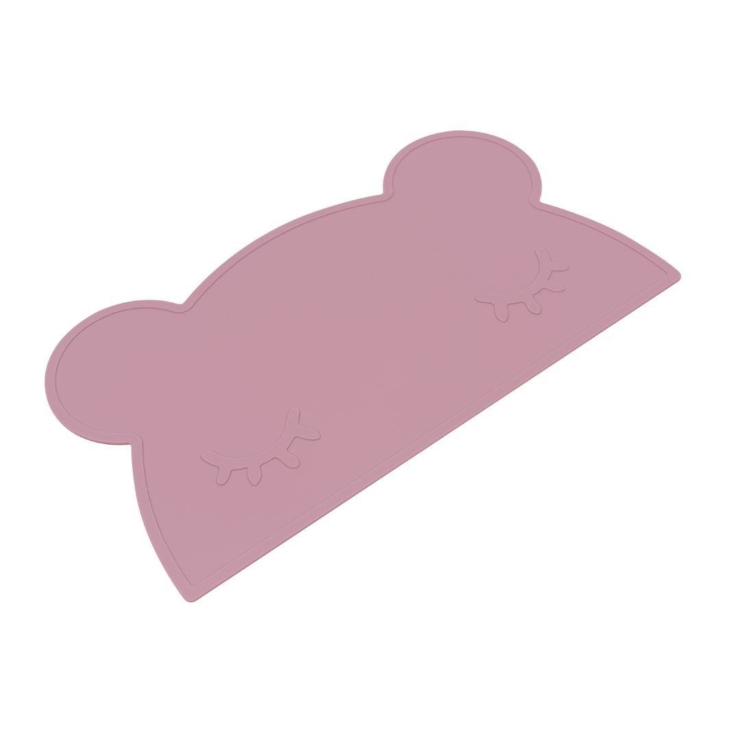 Silicone bear kids placemat in the shade dusty rose