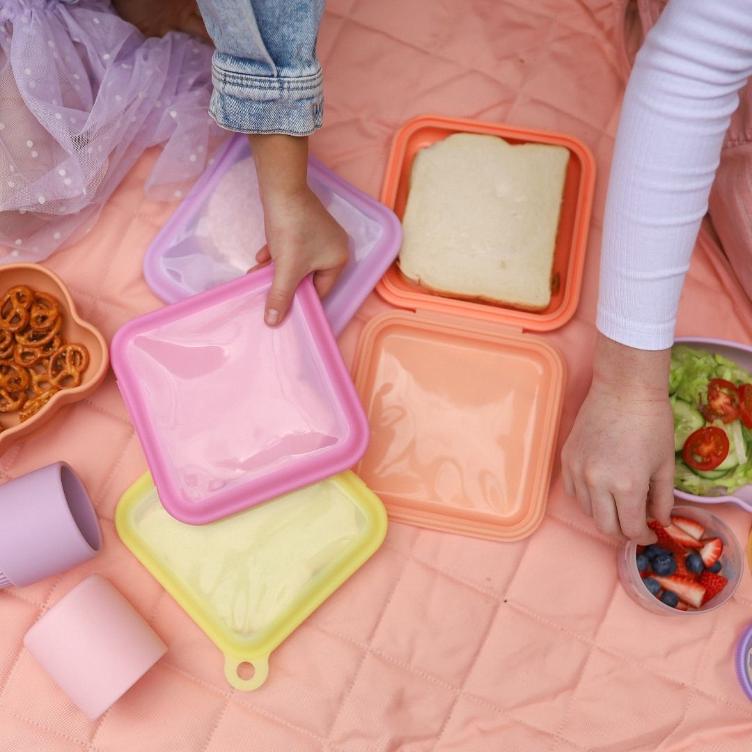 Sandwich Pouches – Purple & Tangerine