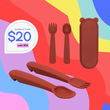 Bundle of 2 Feedie® Fork & Spoon Sets - Rust