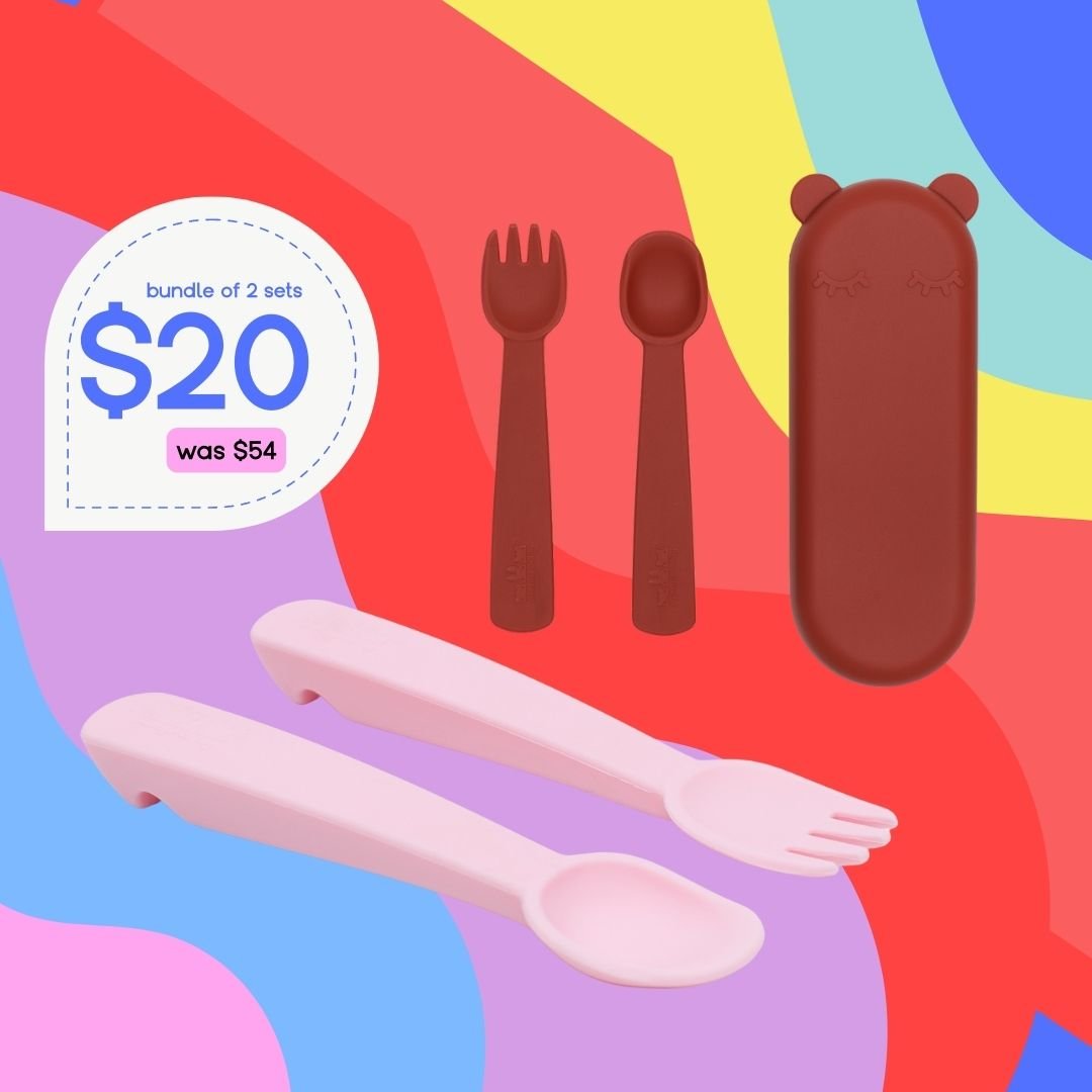 Bundle of 2 Feedie® Fork & Spoon Sets - Rust & Powder Pink