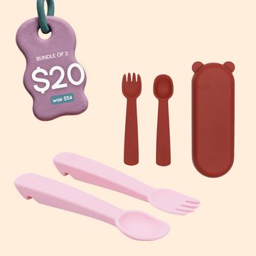 Bundle of 2 Feedie® Fork & Spoon Sets - Rust & Powder Pink