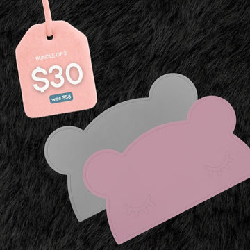 Bundle of 2 Bear Placies® - Dusty Rose & Grey