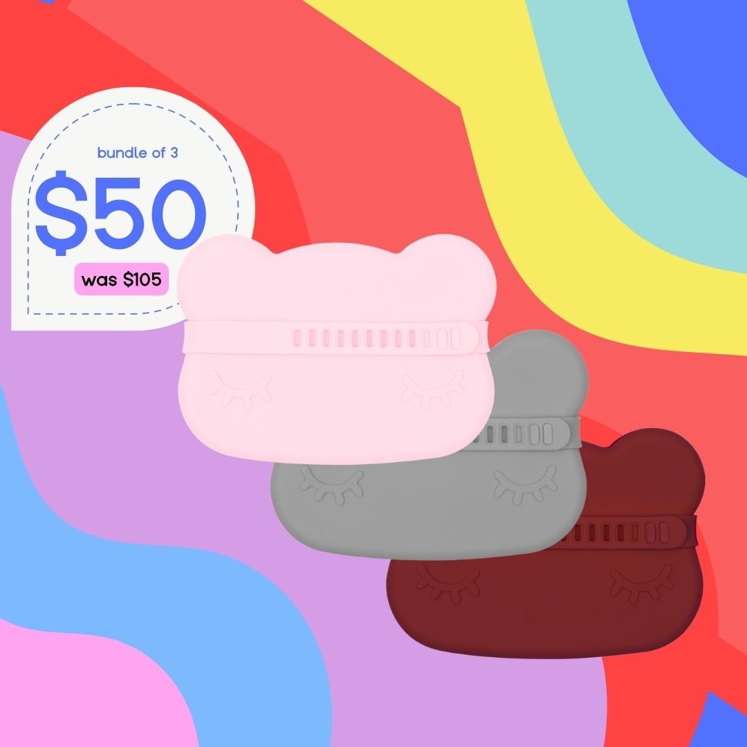 Bundle of 3 Bear Snackies® – Powder Pink, Rust & Grey