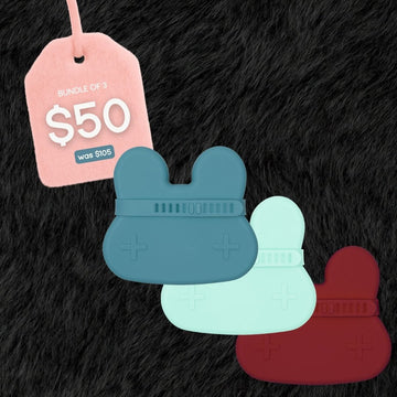 Bundle of 3 Bunny Snackies® – Blue Dusk, Mint & Rust
