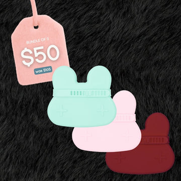 Bundle of 3 Bunny Snackies® – Powder Pink, Mint, Rust