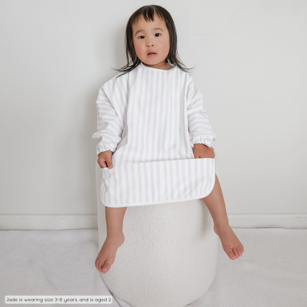 Messie Smock Bib – Lilac Stripe (Kid)