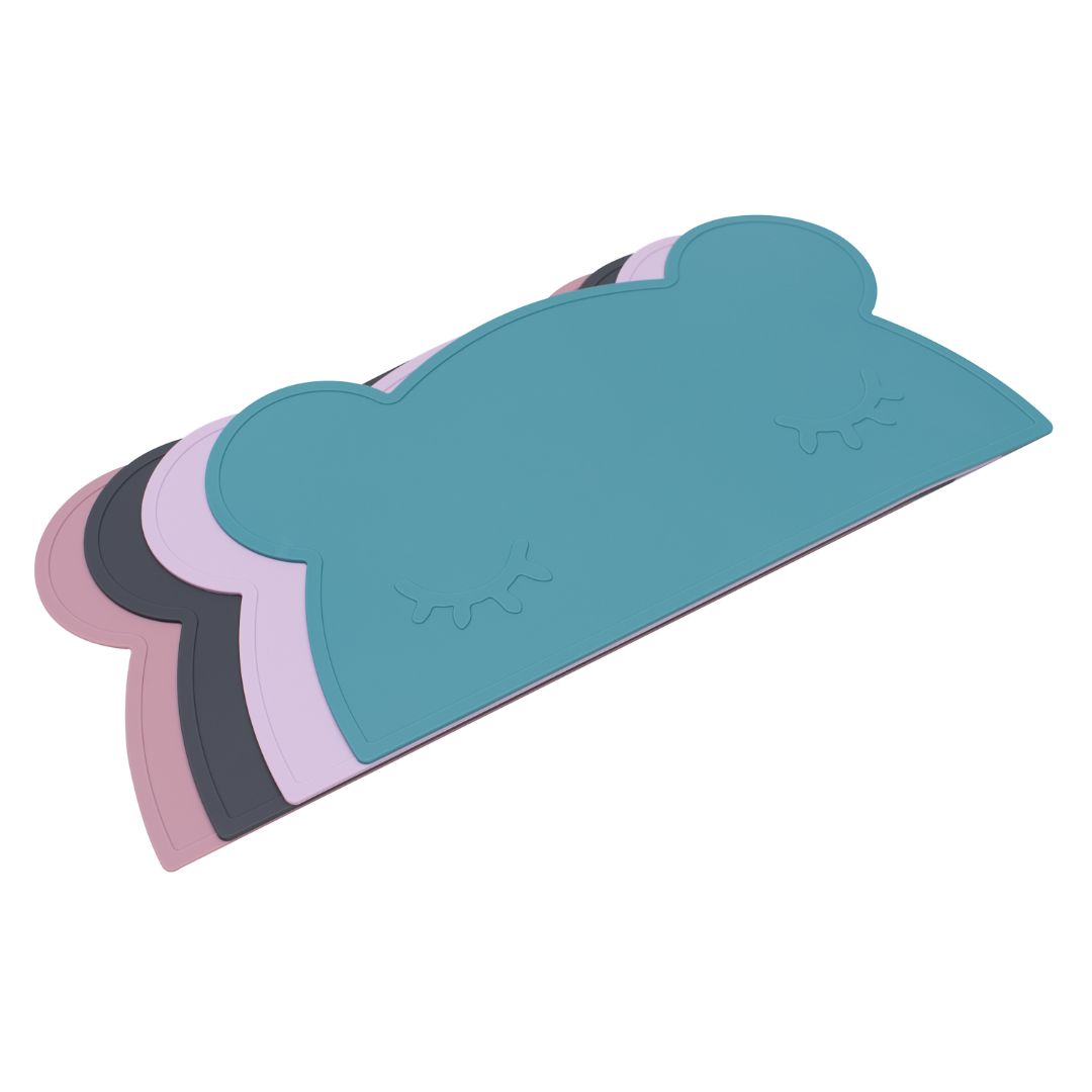 Silicone bear kids placemat in the shade charcoal