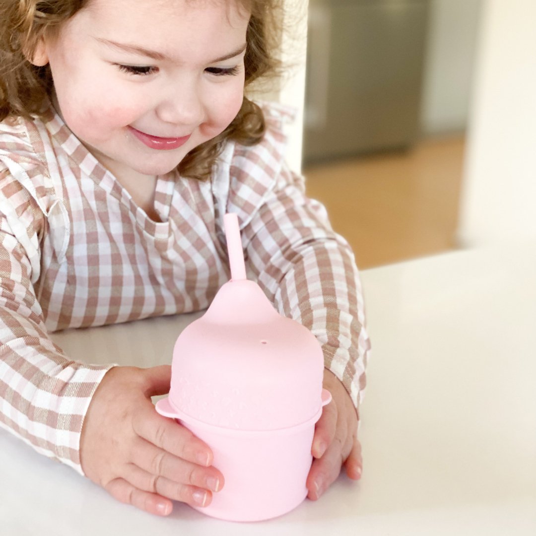 The Sippie Lid - The No-Spill Sippy Cup Lid with Straw in Powder Pink