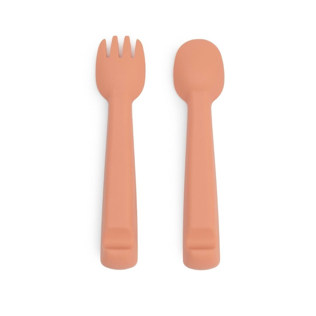 Feedie® Fork & Spoon Set - Dark Peach