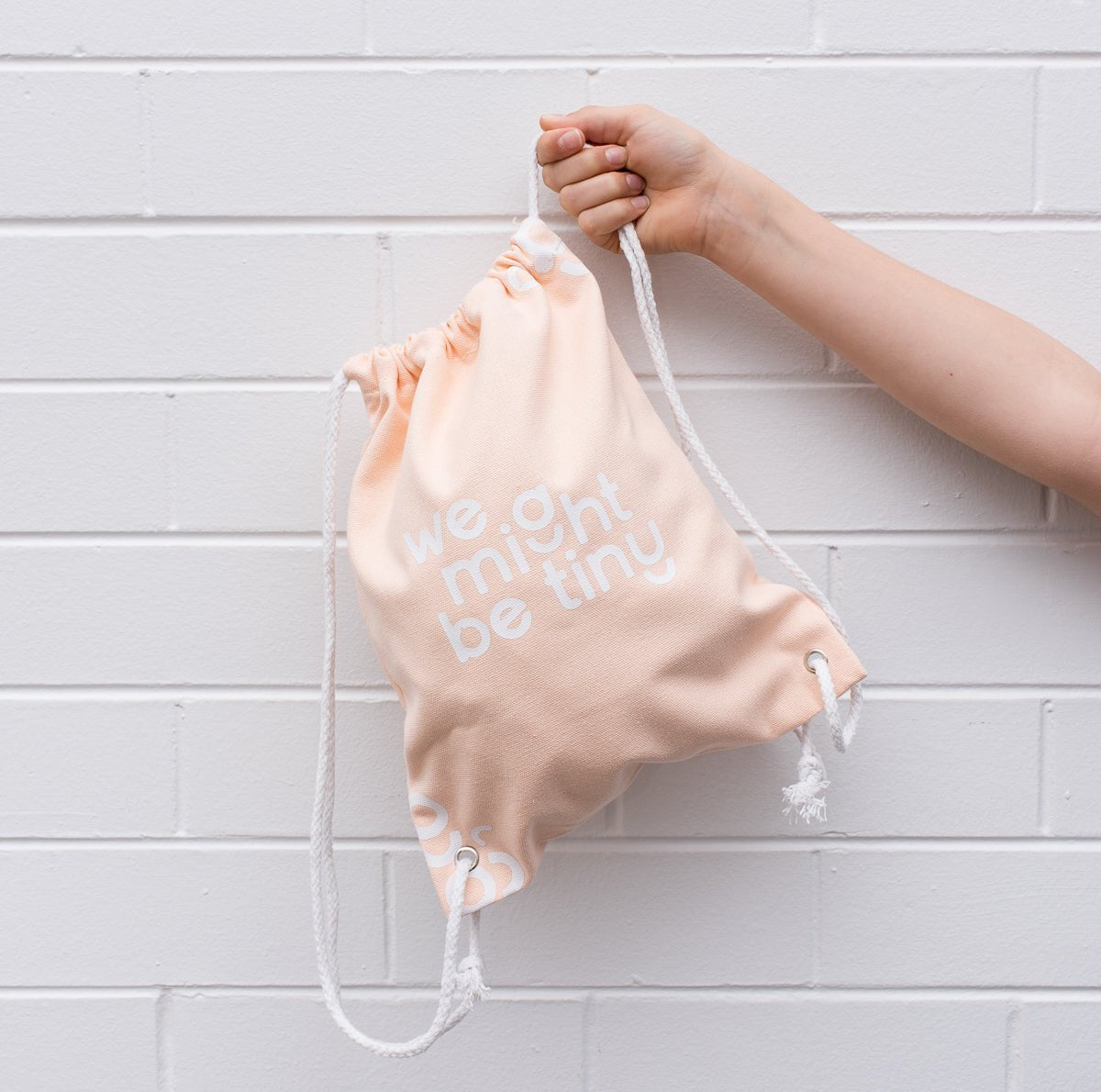 We Might Be Tiny Drawstring Bag - Tiny Peach 🍑 (limited edition)