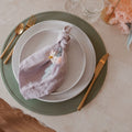 Sage Round Placemat Styled at Dinner Table