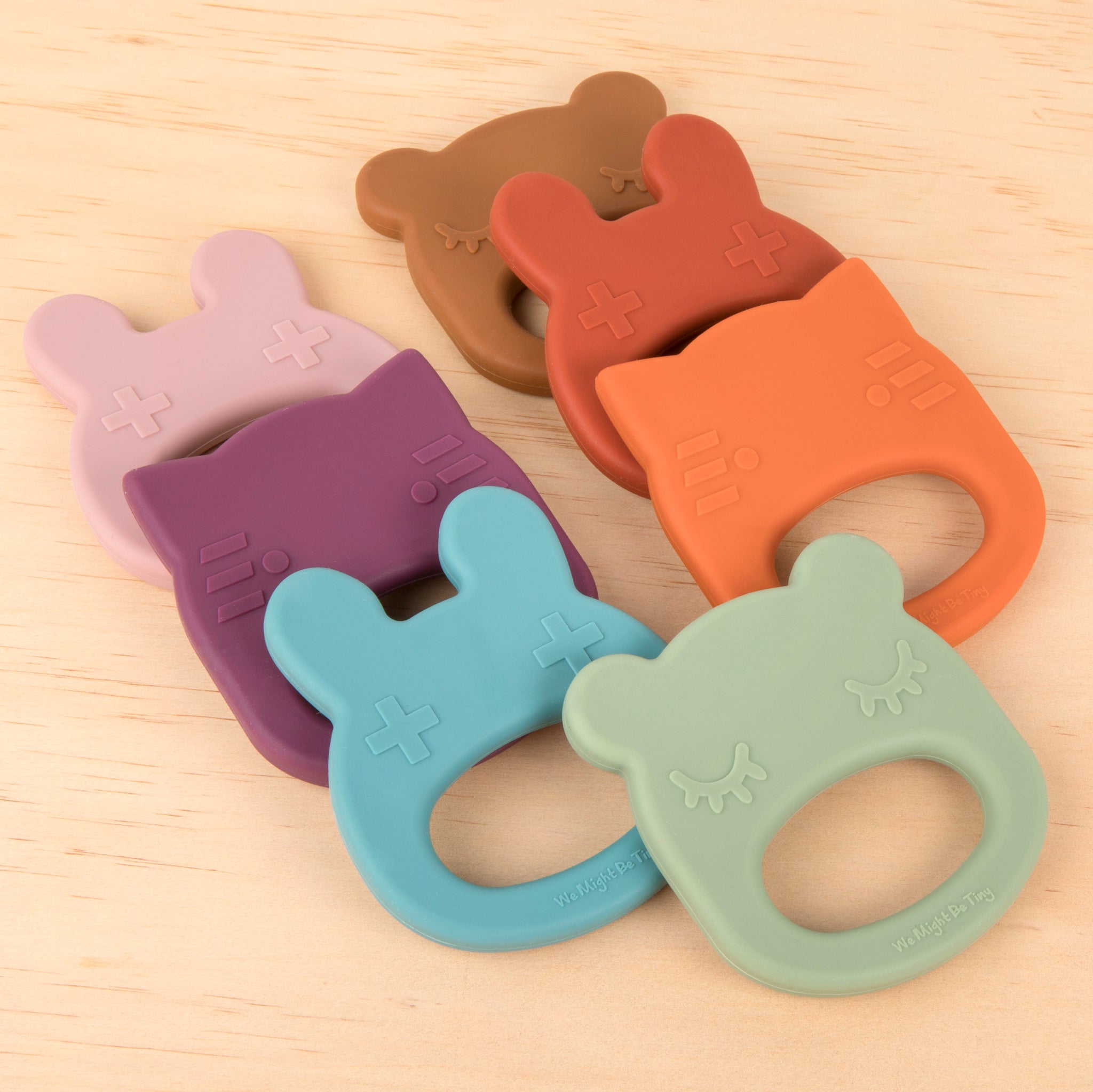 Our silicone bunny teething ring in Blue Dusk