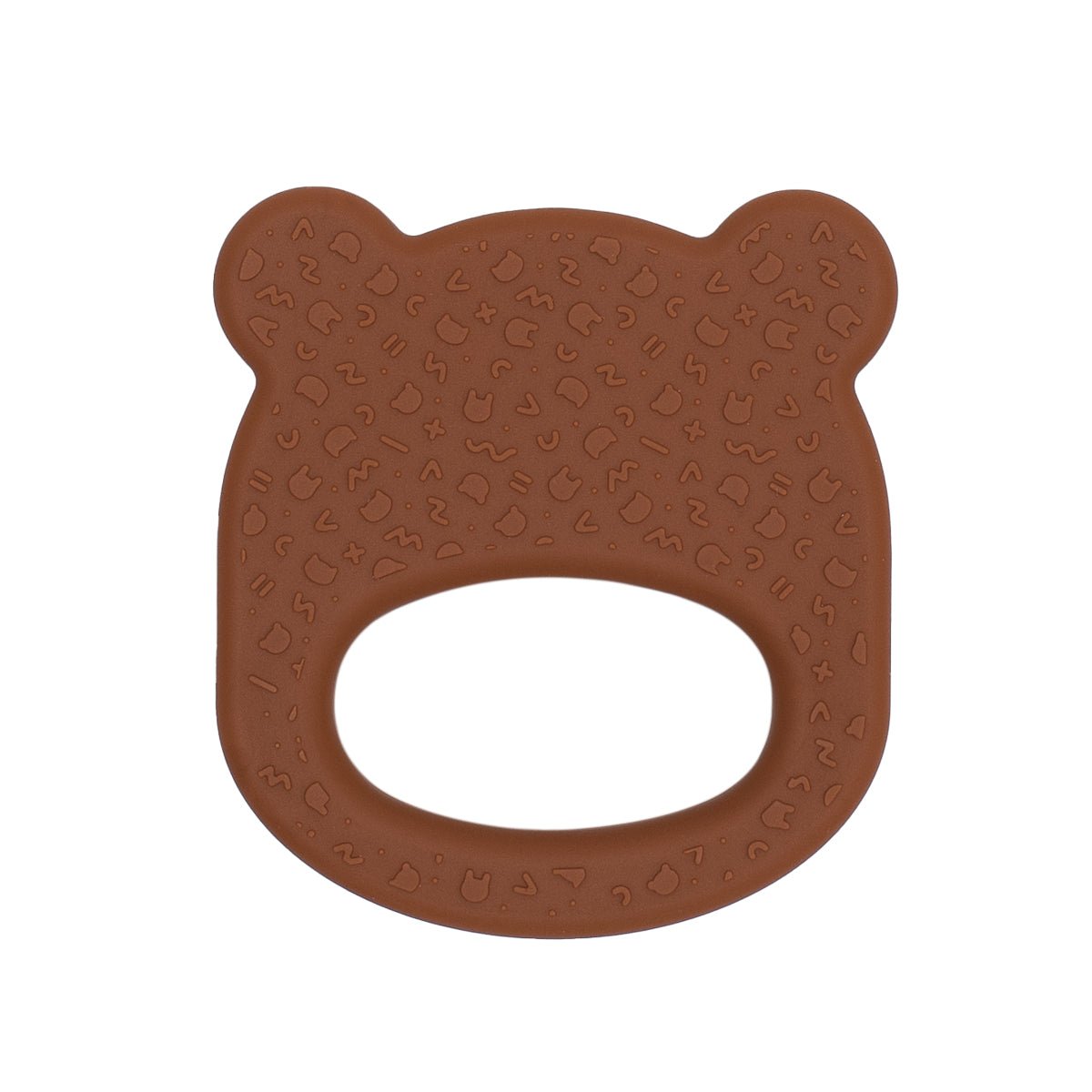 Our silicone bear teething ring in chocolate brown