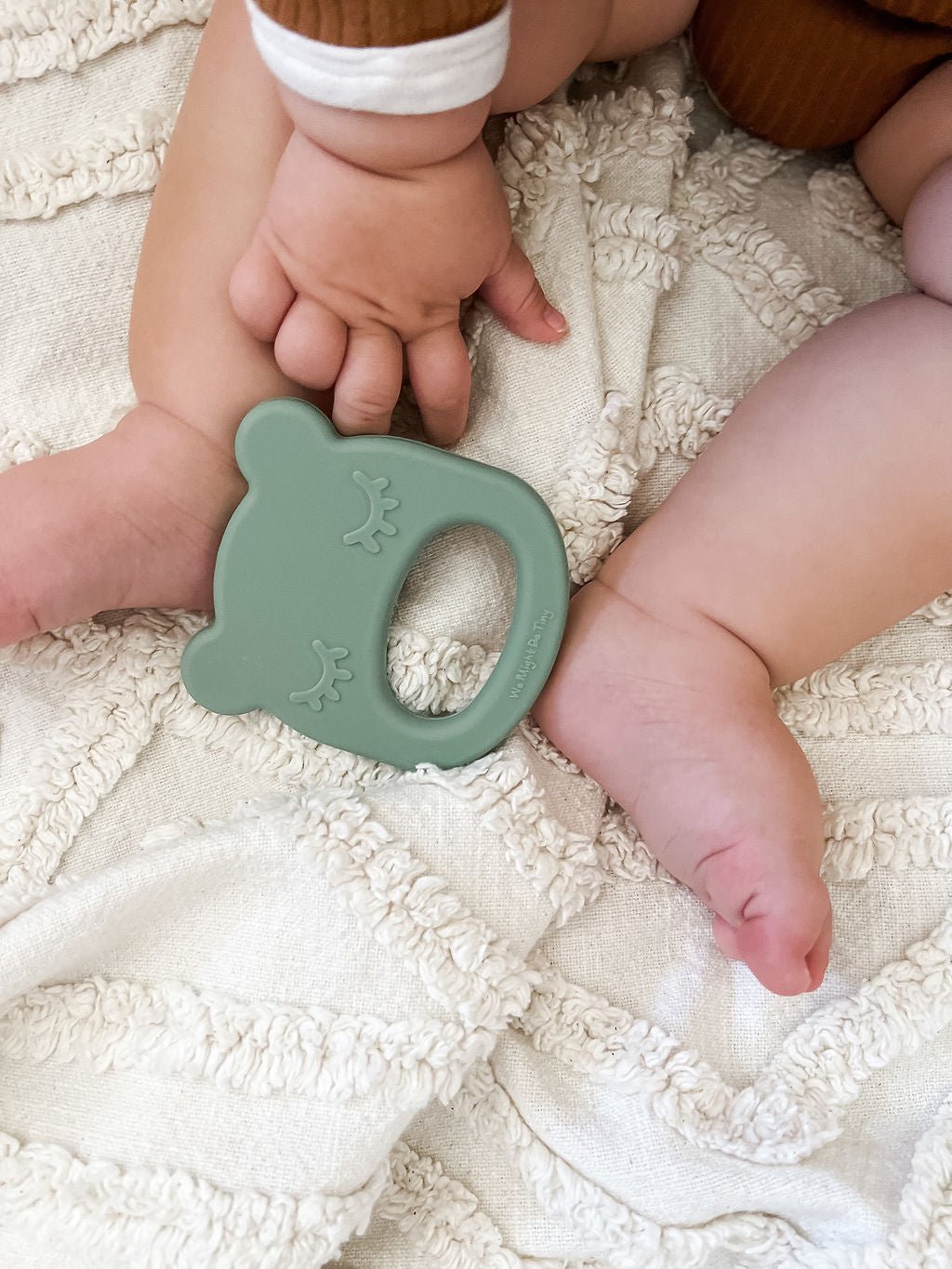 Our silicone bear teething ring in Sage