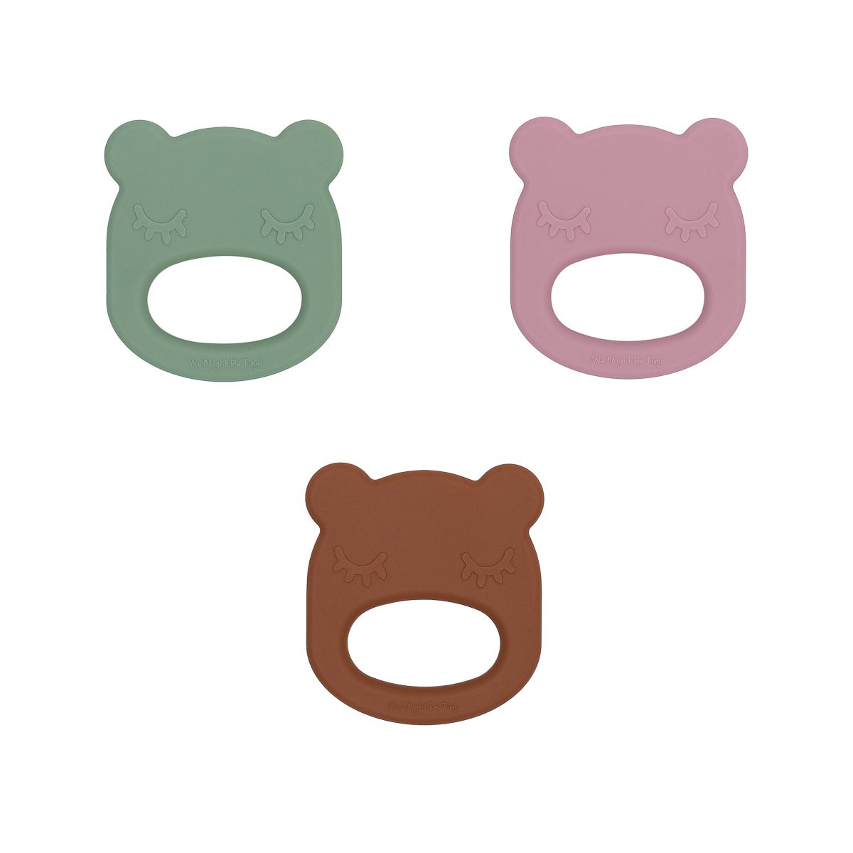 Our silicone bear teething ring in Dusty Rose