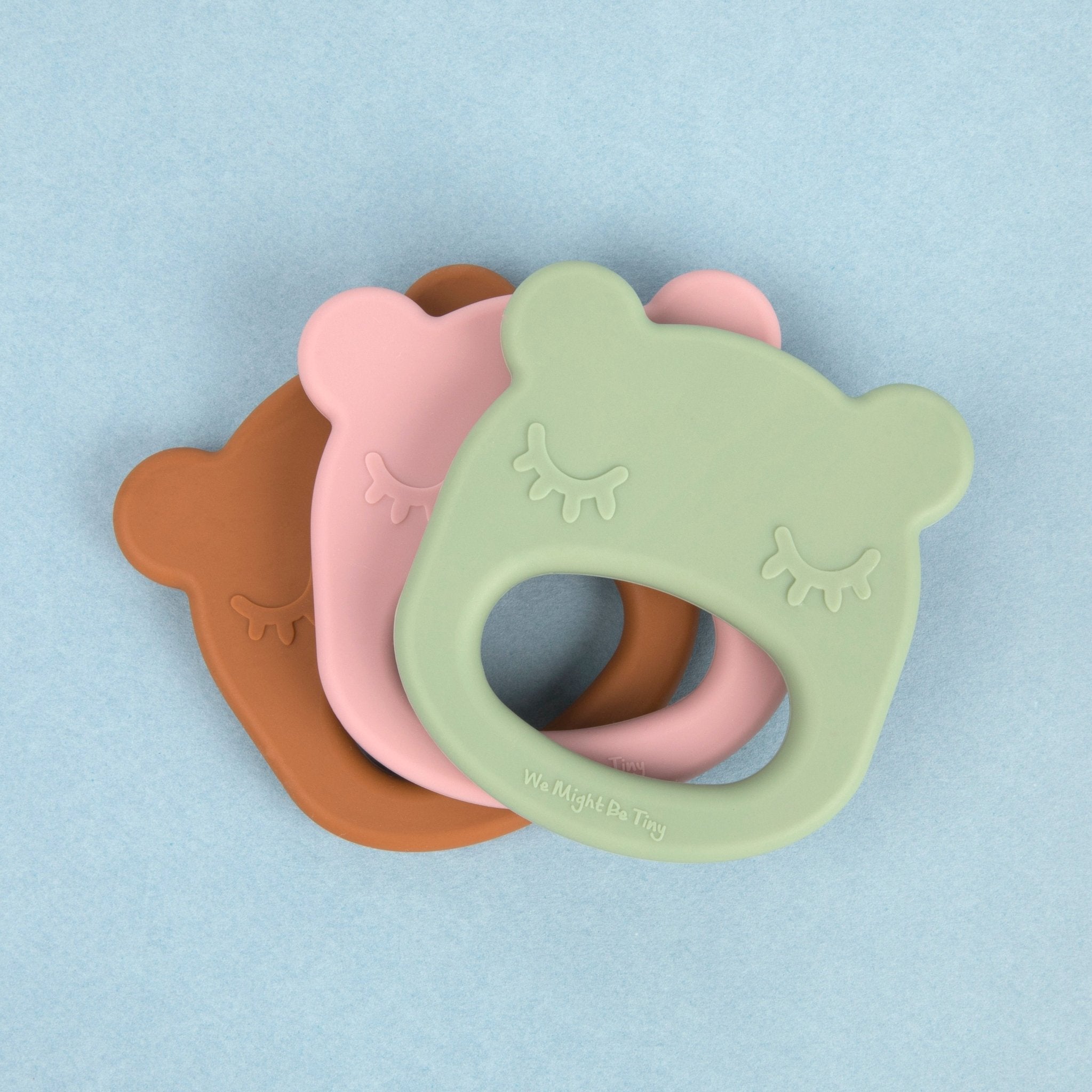 Our silicone bear teething ring in Sage