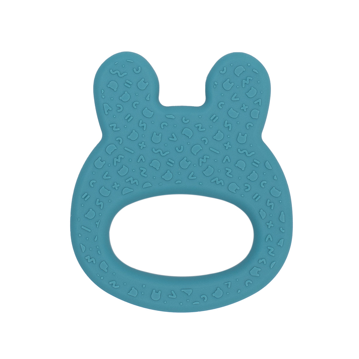 Our silicone bunny teething ring in Blue Dusk