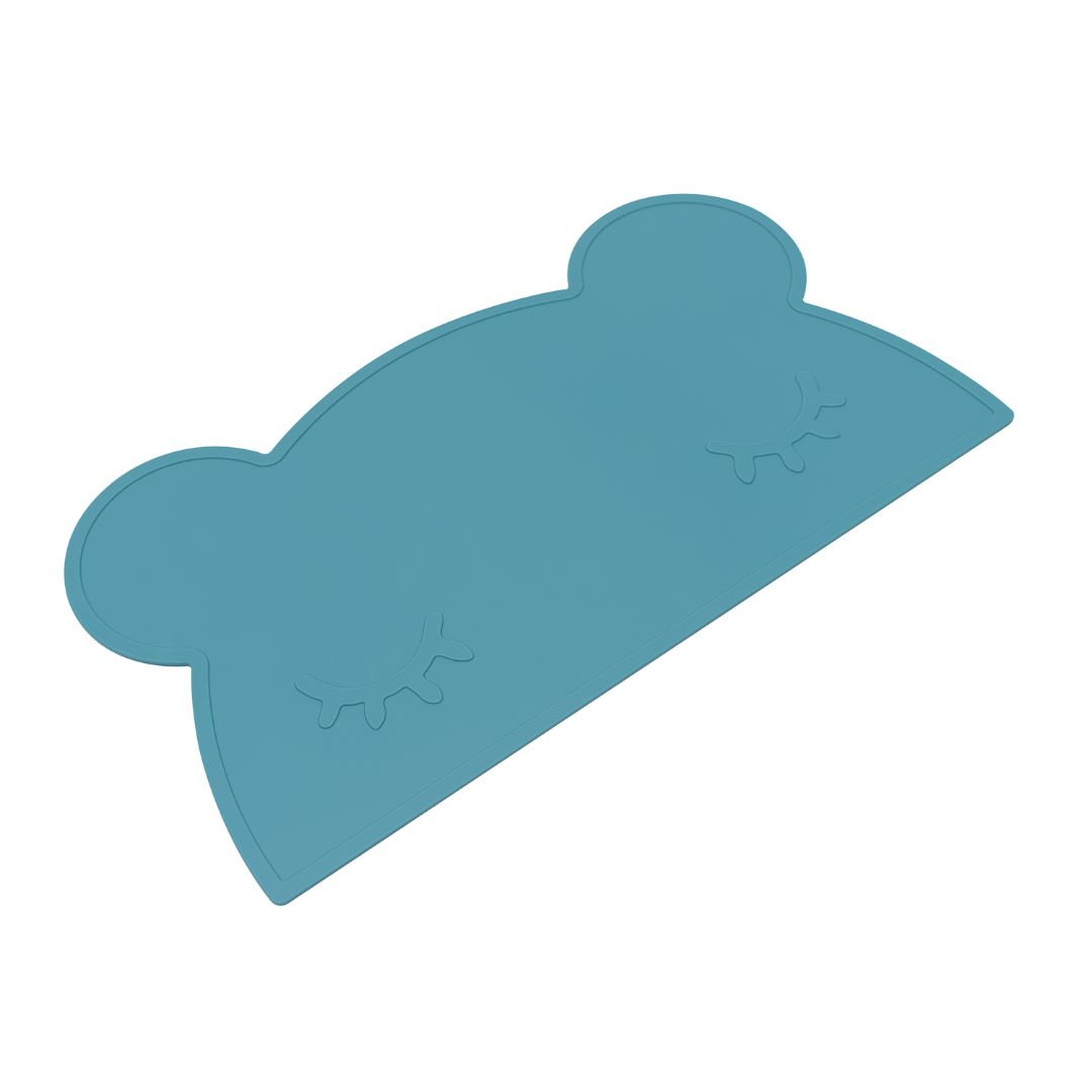 Silicone bear kids placemat in the shade blue dusk.