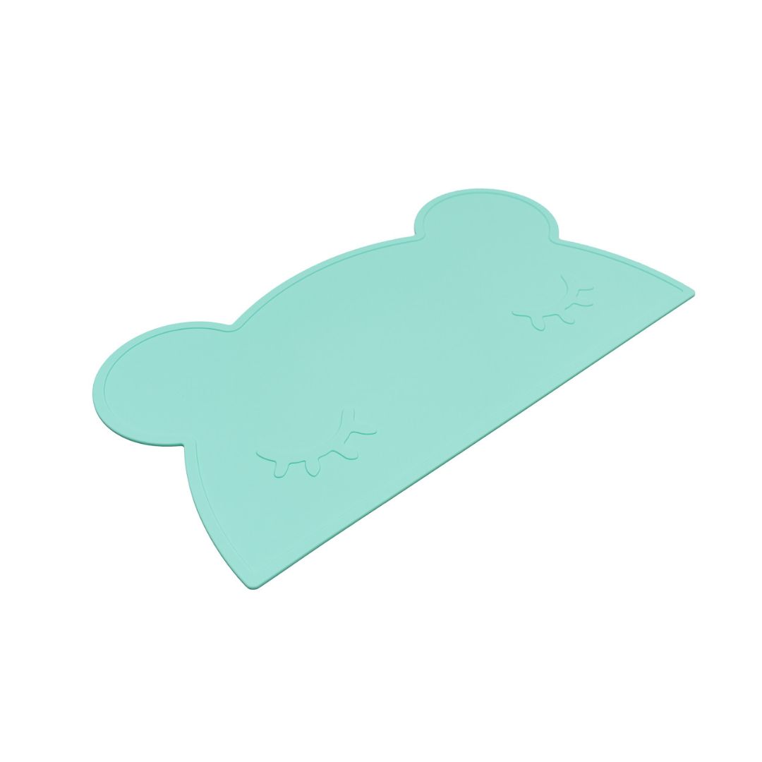 Silicone bear kids placemat in the shade minty green