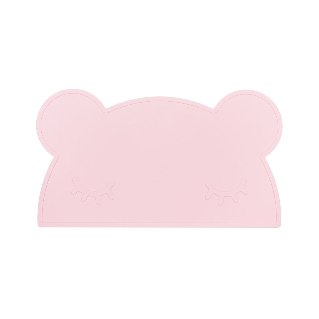 Silicone bear kids placemat in the shade powder pink.