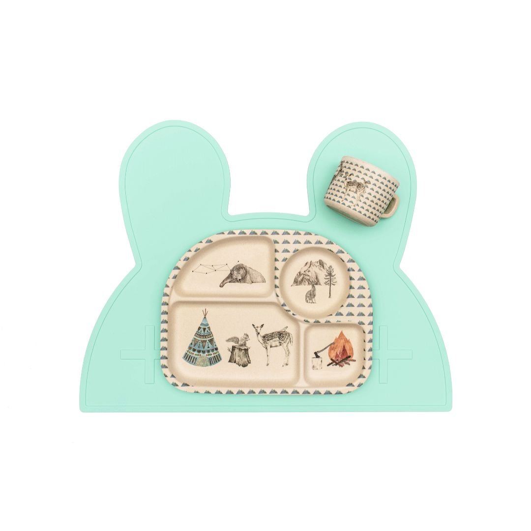 Silicone bunny kids placemat in the shade minty green.