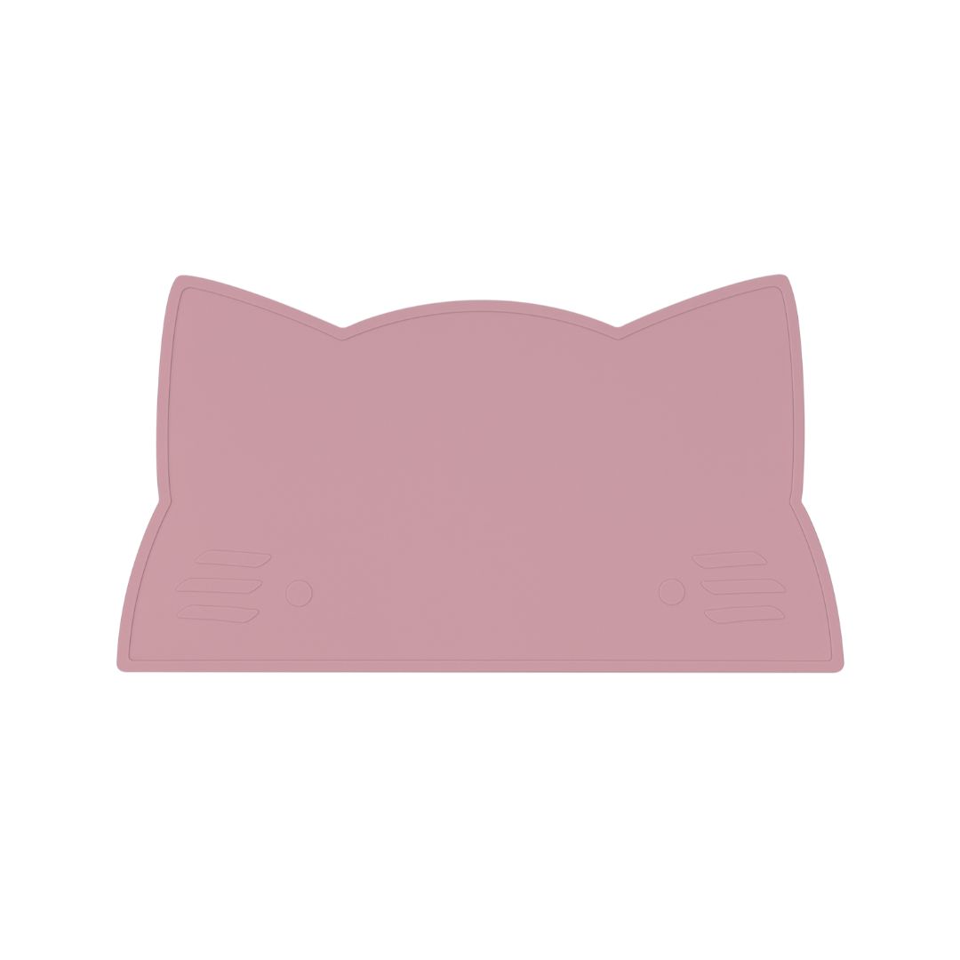 Silicone cat kids placemat in the shade dusty rose.