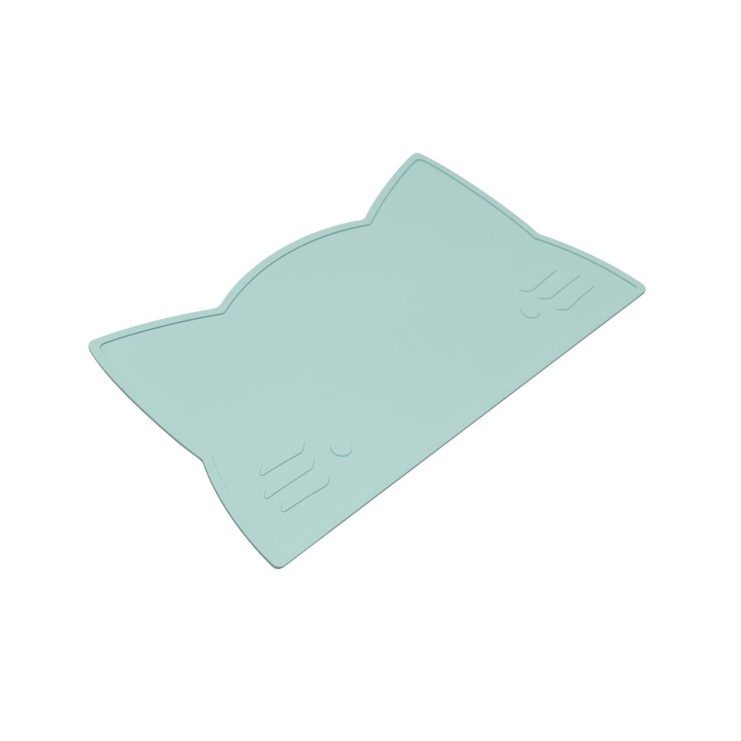 Silicone cat kids placemat in the shade minty green