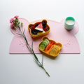 Silicone cat kids placemat in the shade powder pink.