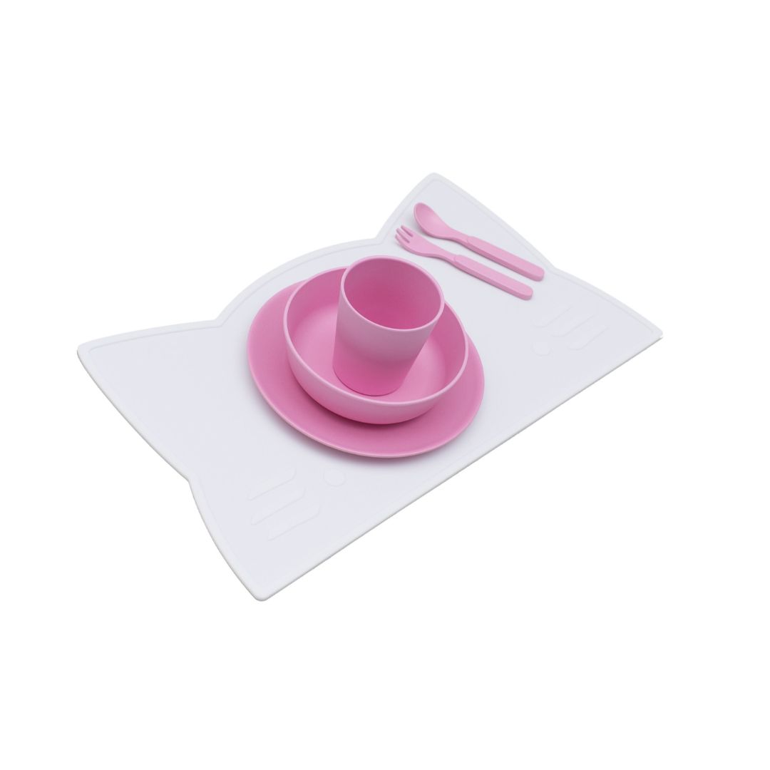 Silicone cat kids placemat in the shade snow white.