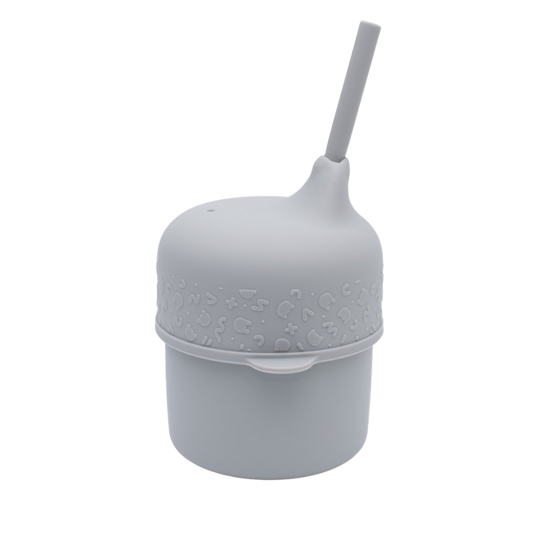 Sippie Cup Set In Grey with Straw