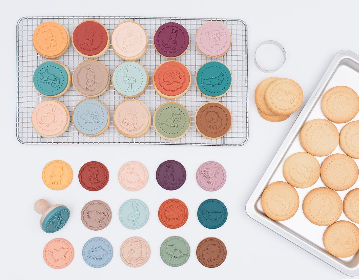Our Australiana Stampies are the award-winning silicone cookie stamps featuring Australian animals.
