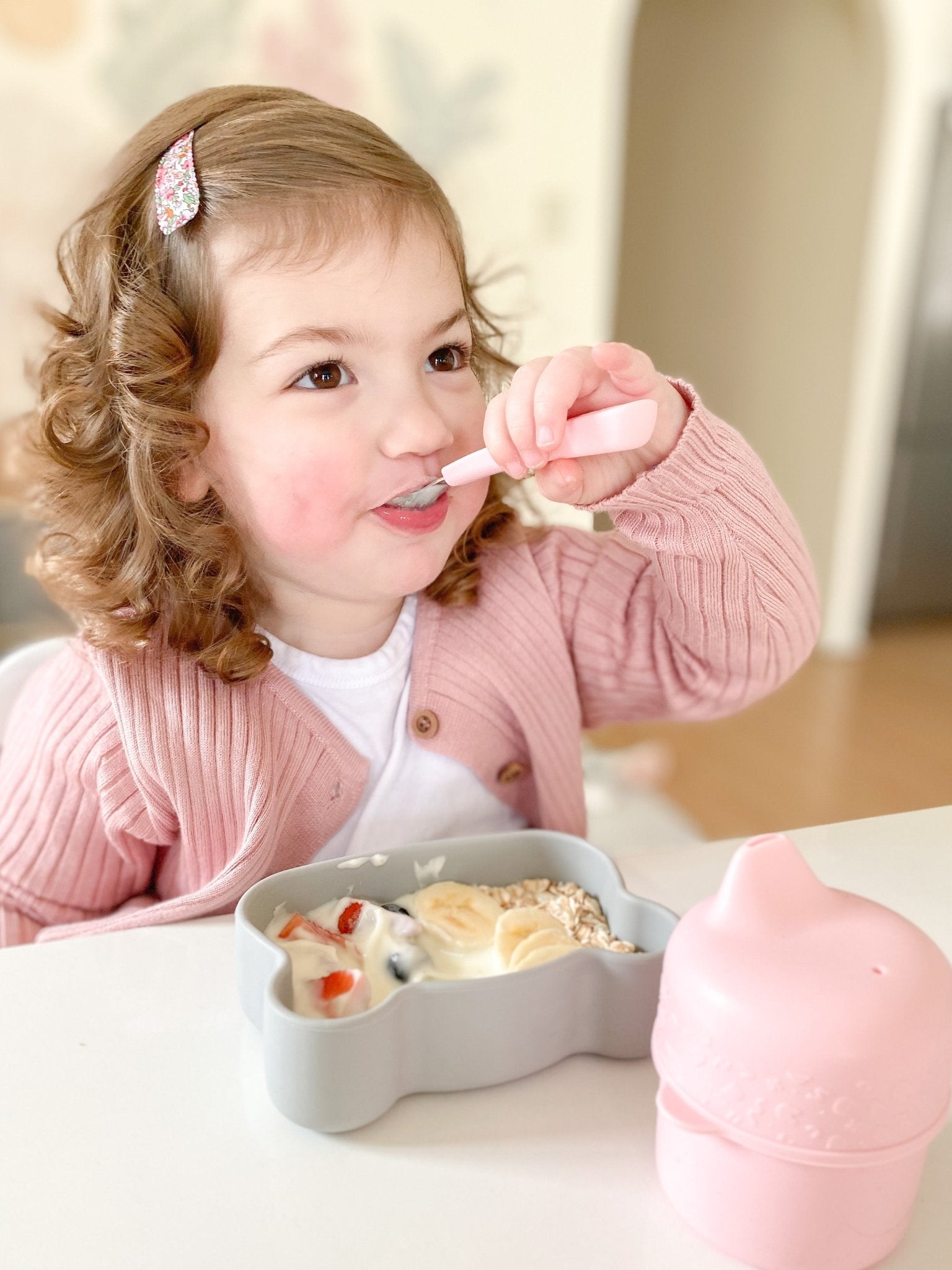 toddler cutlery set powder pink