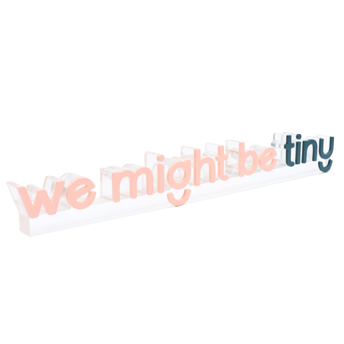 We Might Be Tiny - Acrylic Branded Retail Signage (angled)